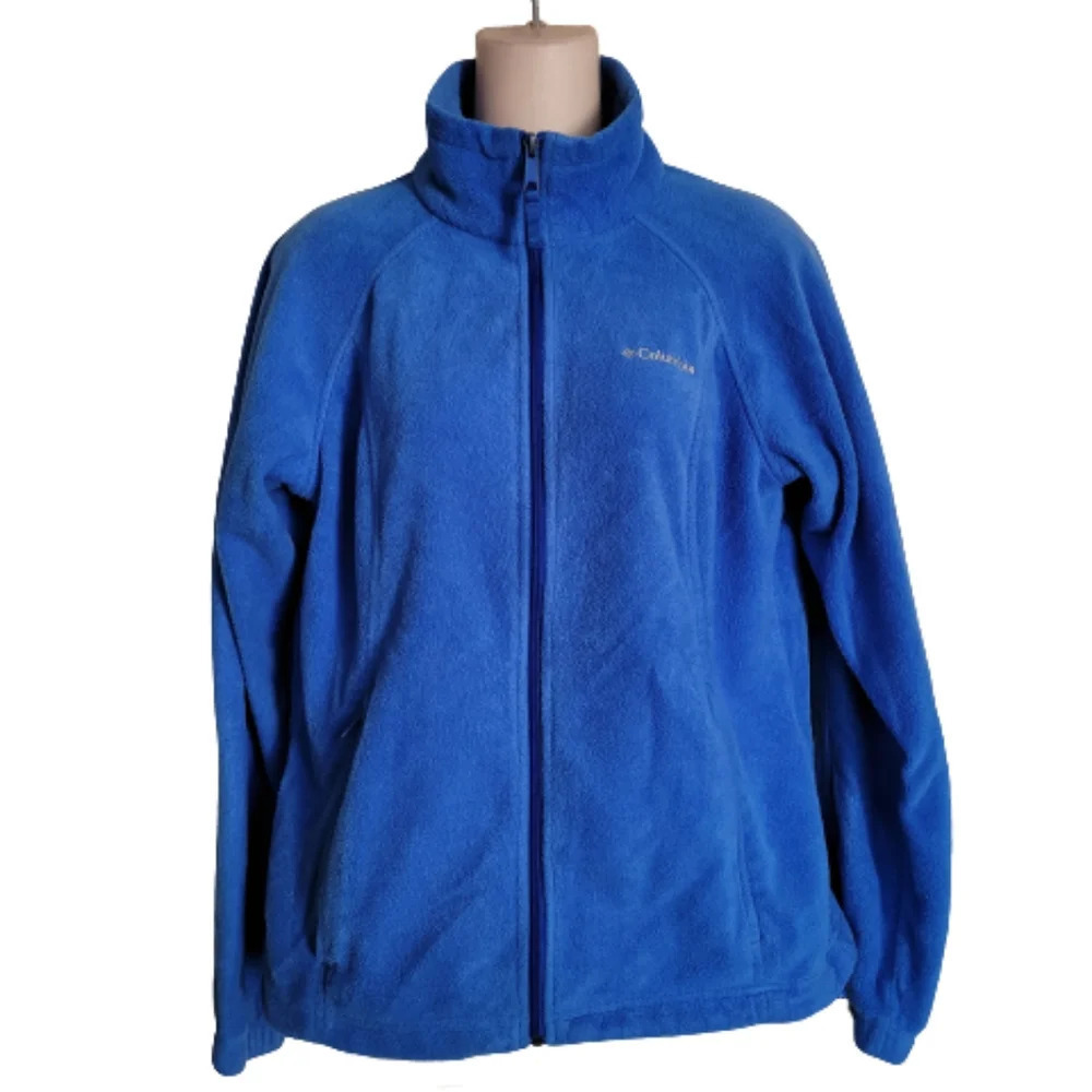Columbia Blue Fleece Zip-Up Jacket Size Women's Medium